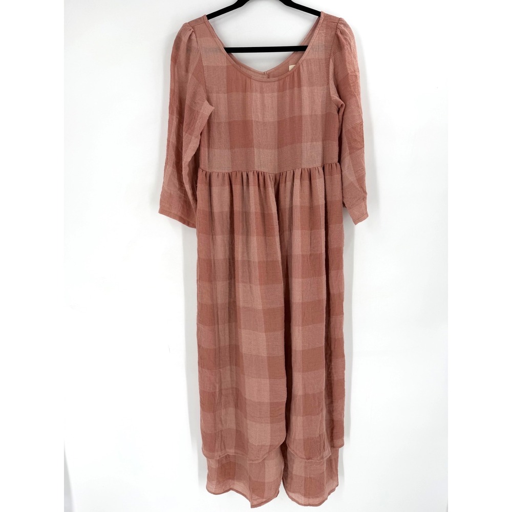 Christy Dawn Midi Dress Womens XS Pink Gingham Gauze Cottagecore Prairie Boho